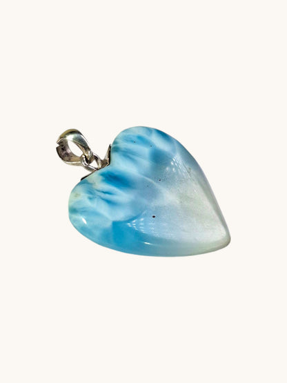 1.6 "in. Heart Dominican Blue Larimar Stone Pendant Handmade