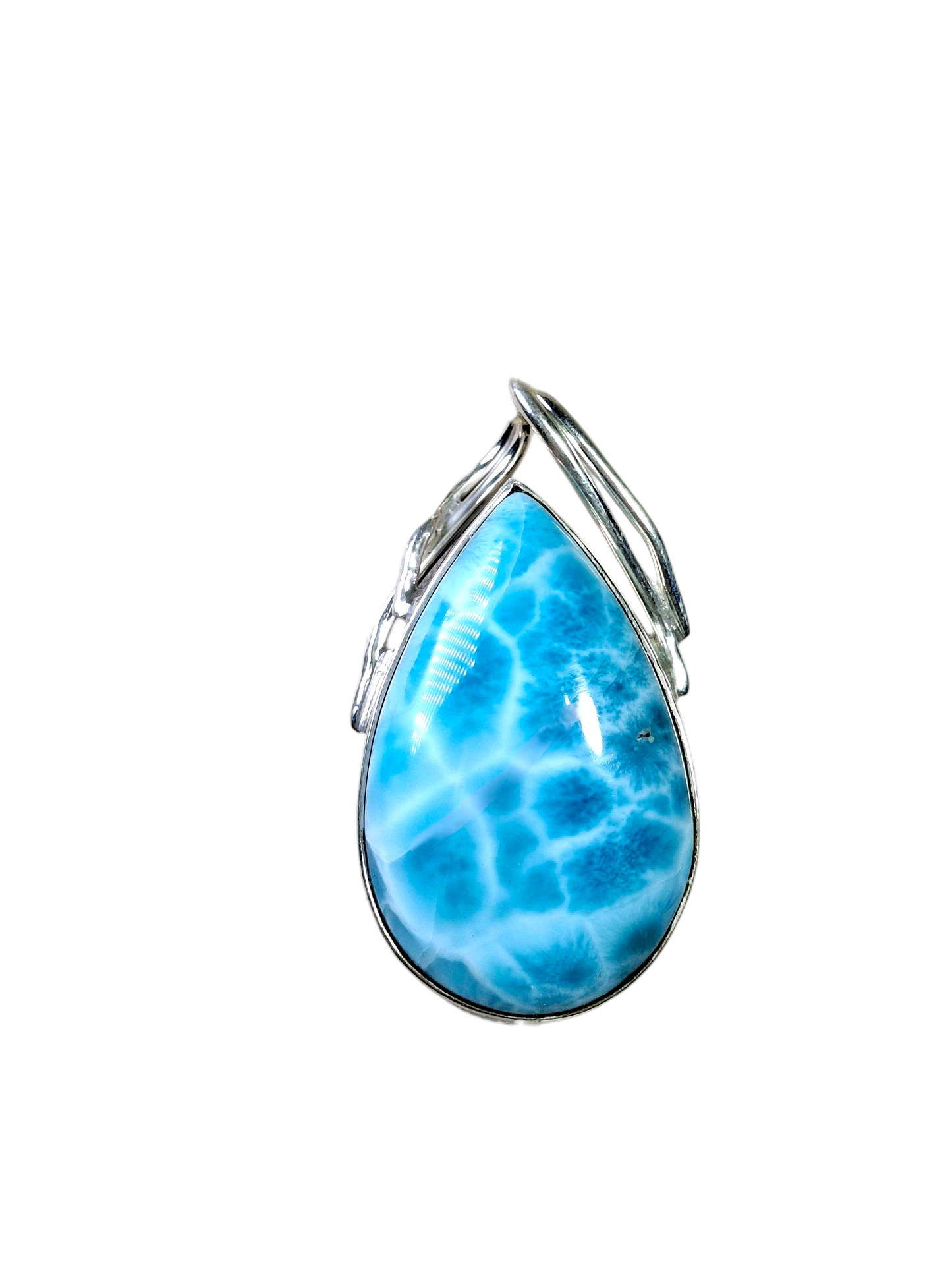 1.8 "in. Dominican Nice Deep Blue Larimar Stone Pendant Handmade