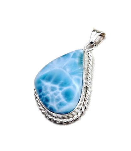 2 "in. Dominican Nice Deep Blue Larimar Stone Pendant Handmade