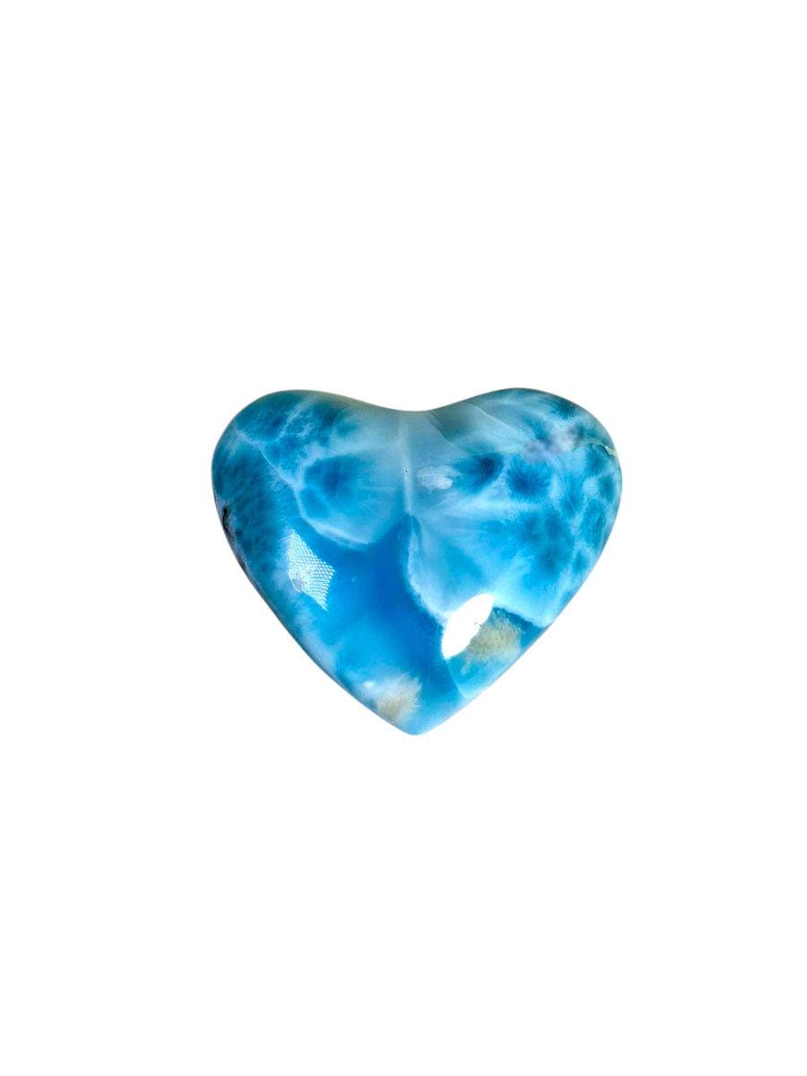 110 CT Natural Heart Dominican Nice Blue Larimar Stone Cabochon
