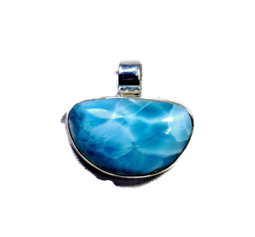 1.3 "in. Dominican Nice Deep Blue Larimar Stone Pendant Handmade