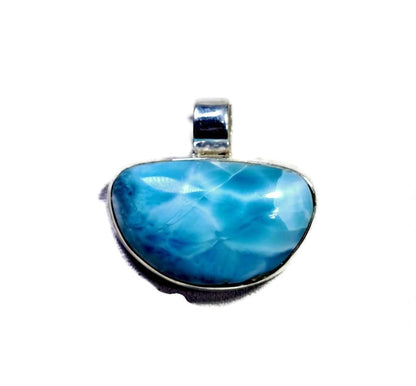 1.3 "in. Dominican Nice Deep Blue Larimar Stone Pendant Handmade
