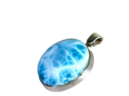 1.9 "in. Large Dominican Nice Blue Larimar Stone Pendant Handmade