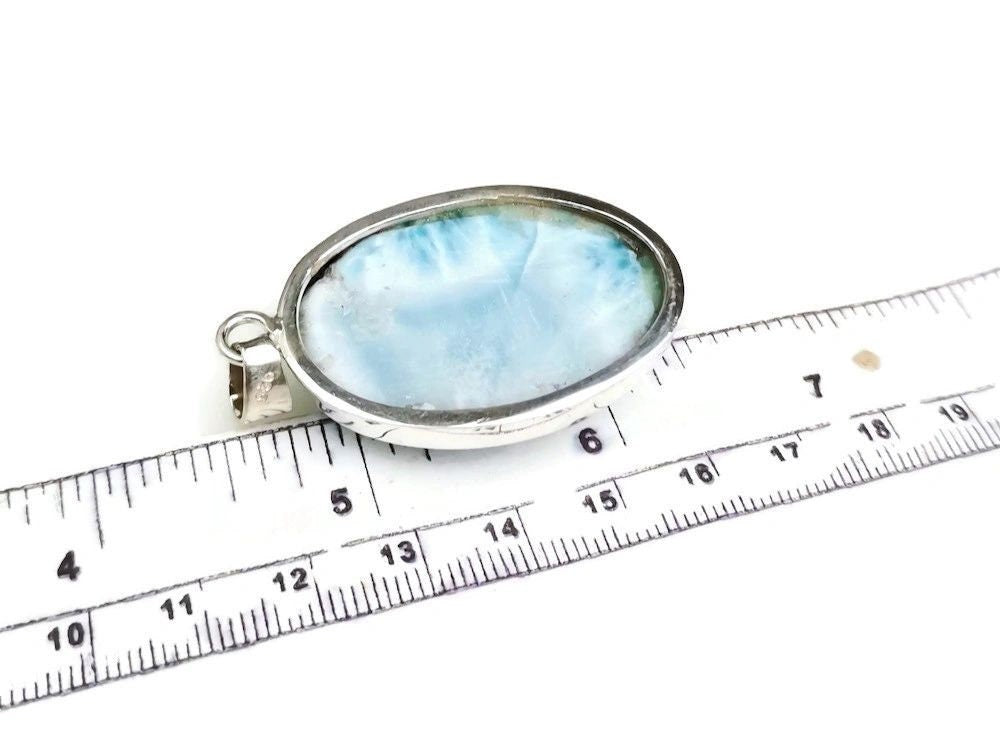 2 "in. Dominican Nice Blue Larimar Stone Pendant Handmade