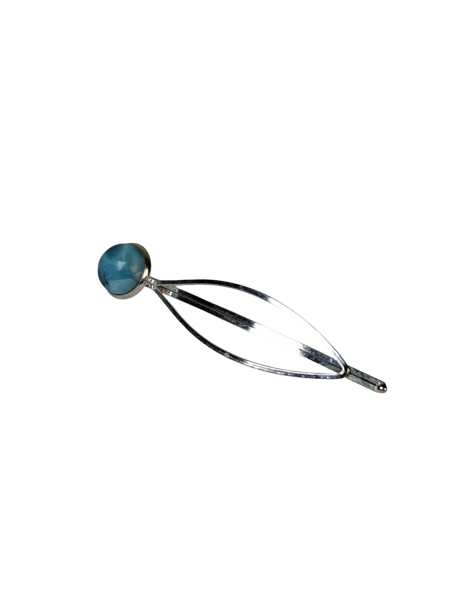 Stainless Steel Nice Blue Larimar Stone Handmade Hair Clip