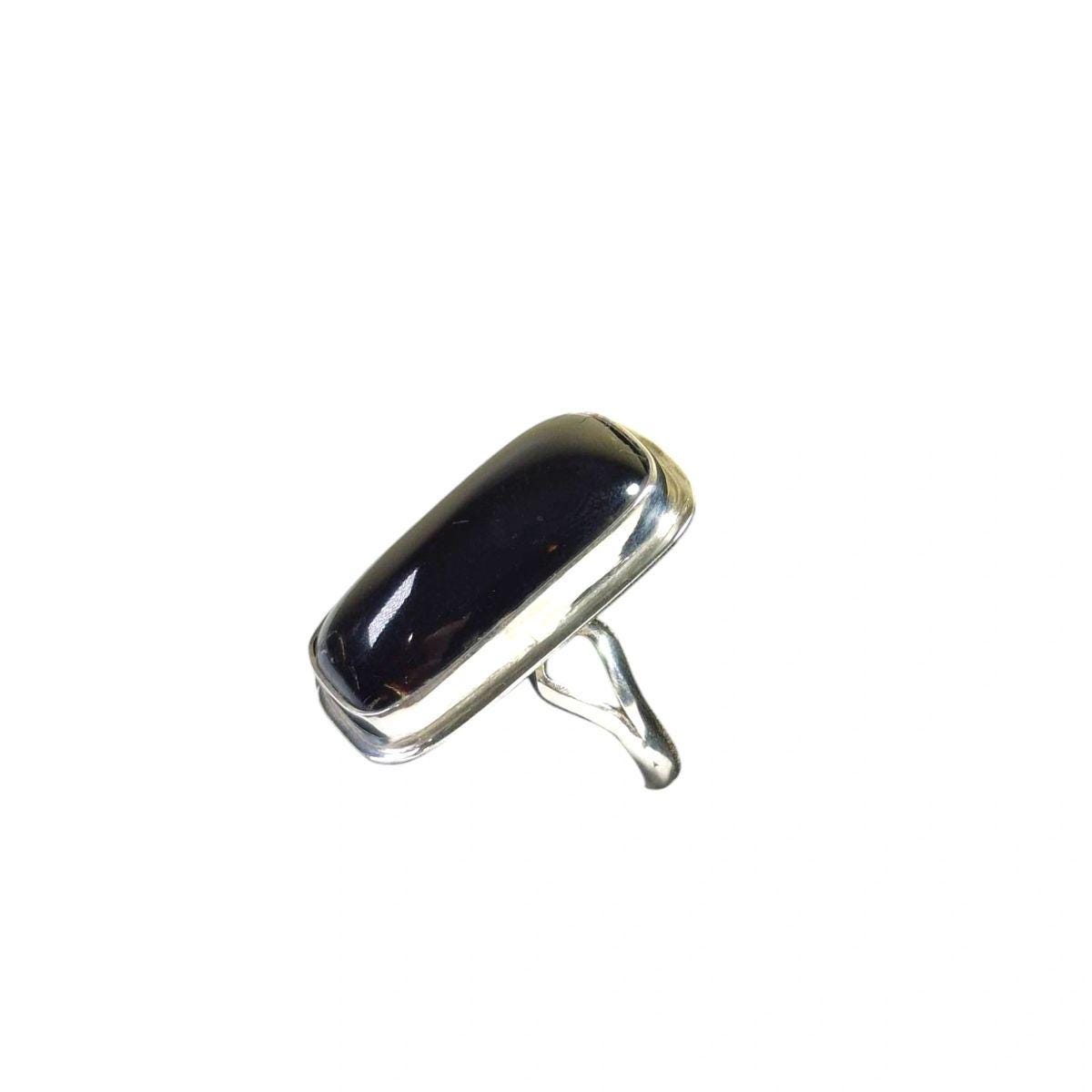Natural 925 Caribbean Black Coral Stone Ring Handmade