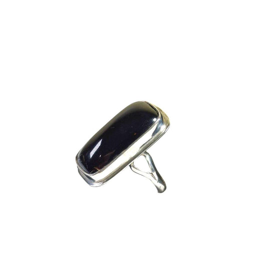 Anillo de piedra de coral negro caribeño 925 natural hecho a mano