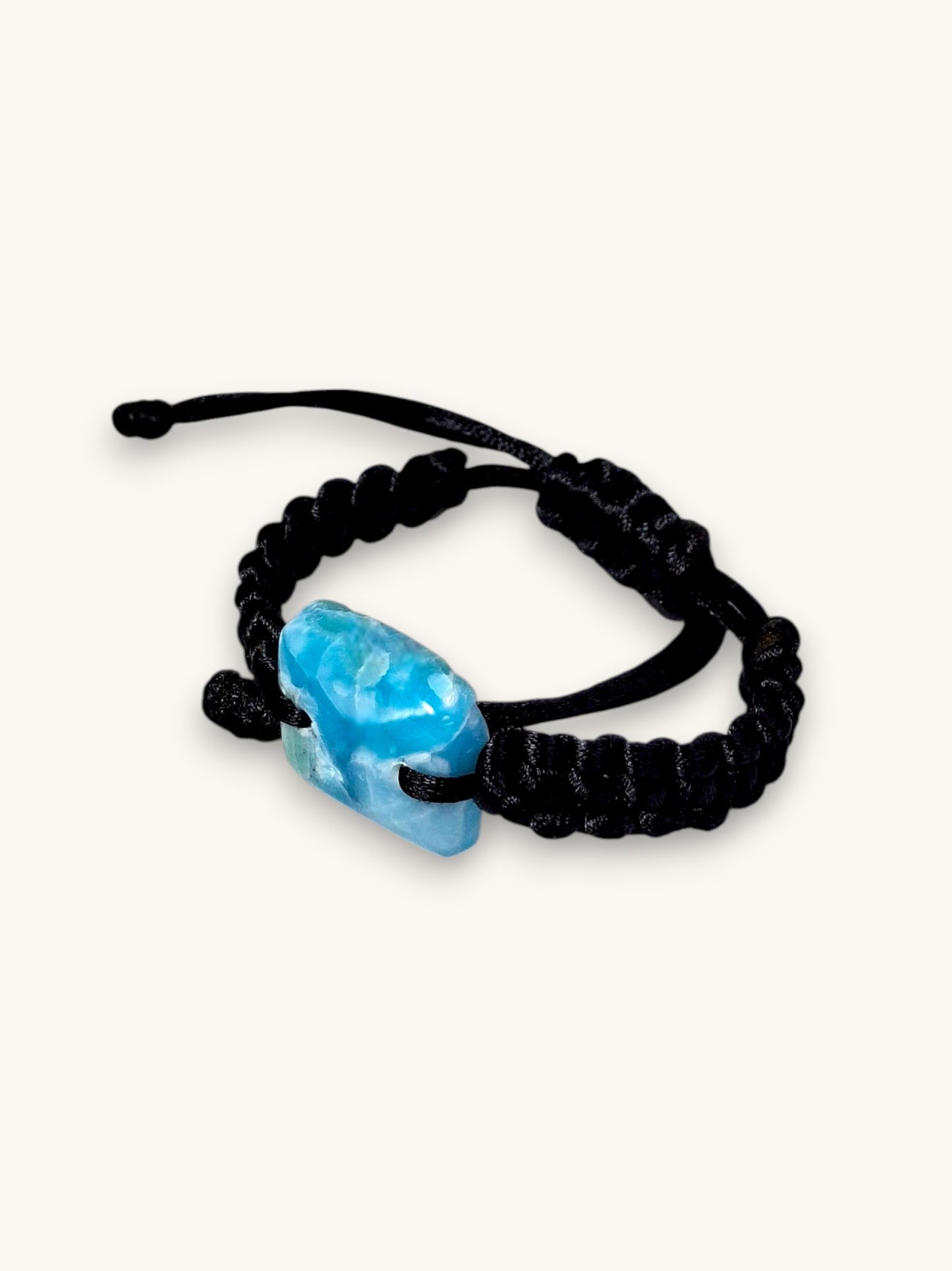 Nice Blue Larimar Stone Nylon Cord Handmade Bracelet Men / Women