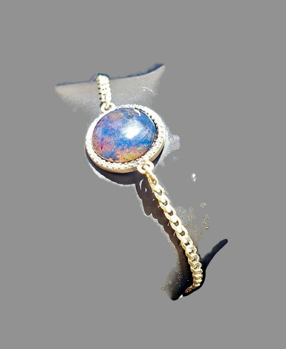 Dominican Blue Amber stone W/ Zirconia Handmade Bracelet