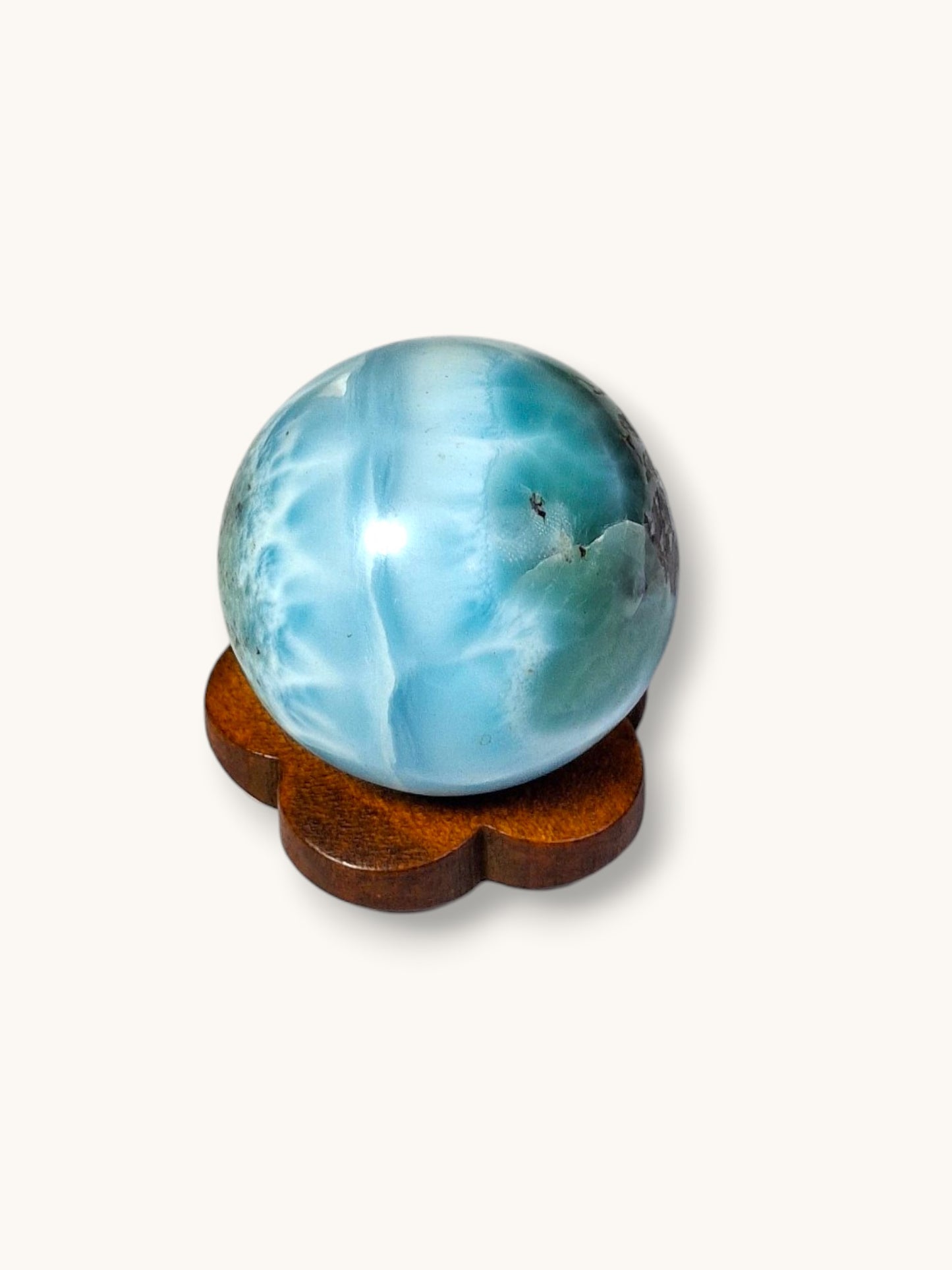 26 mm Round Natural Dominican Blue Larimar Stone Sphere Healing Energies
