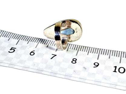 Solid Sterling Silver Dominican Blue Larimar Stone Handmade Ring