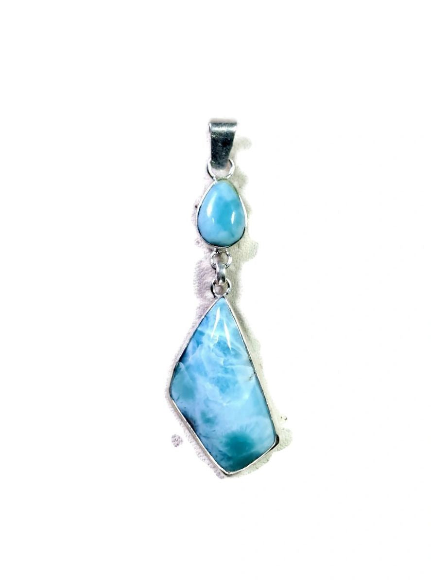 2.4 "in. Dominican Nice Blue Larimar Stone Pendant Handmade