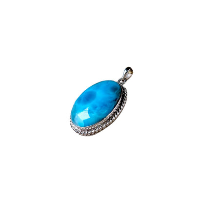 1.9 "in. Dominican Nice Deep Blue Larimar Stone Pendant Handmade