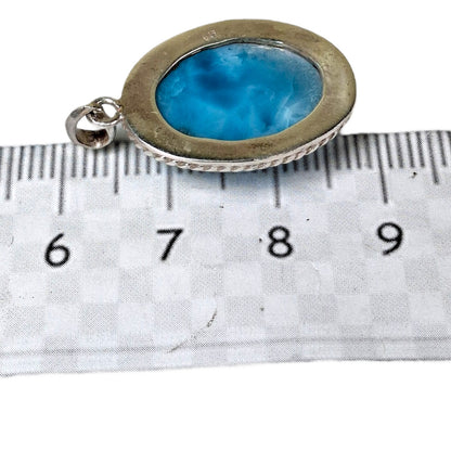 1.9 "in. Dominican Nice Deep Blue Larimar Stone Pendant Handmade