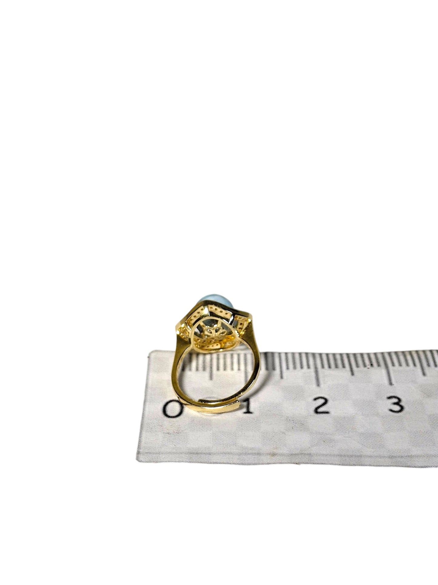 Stainless Steel w/ Gold Plate Dominican Blue Larimar Stone Ring