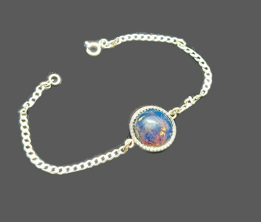 Dominican Blue Amber stone W/ Zirconia Handmade Bracelet