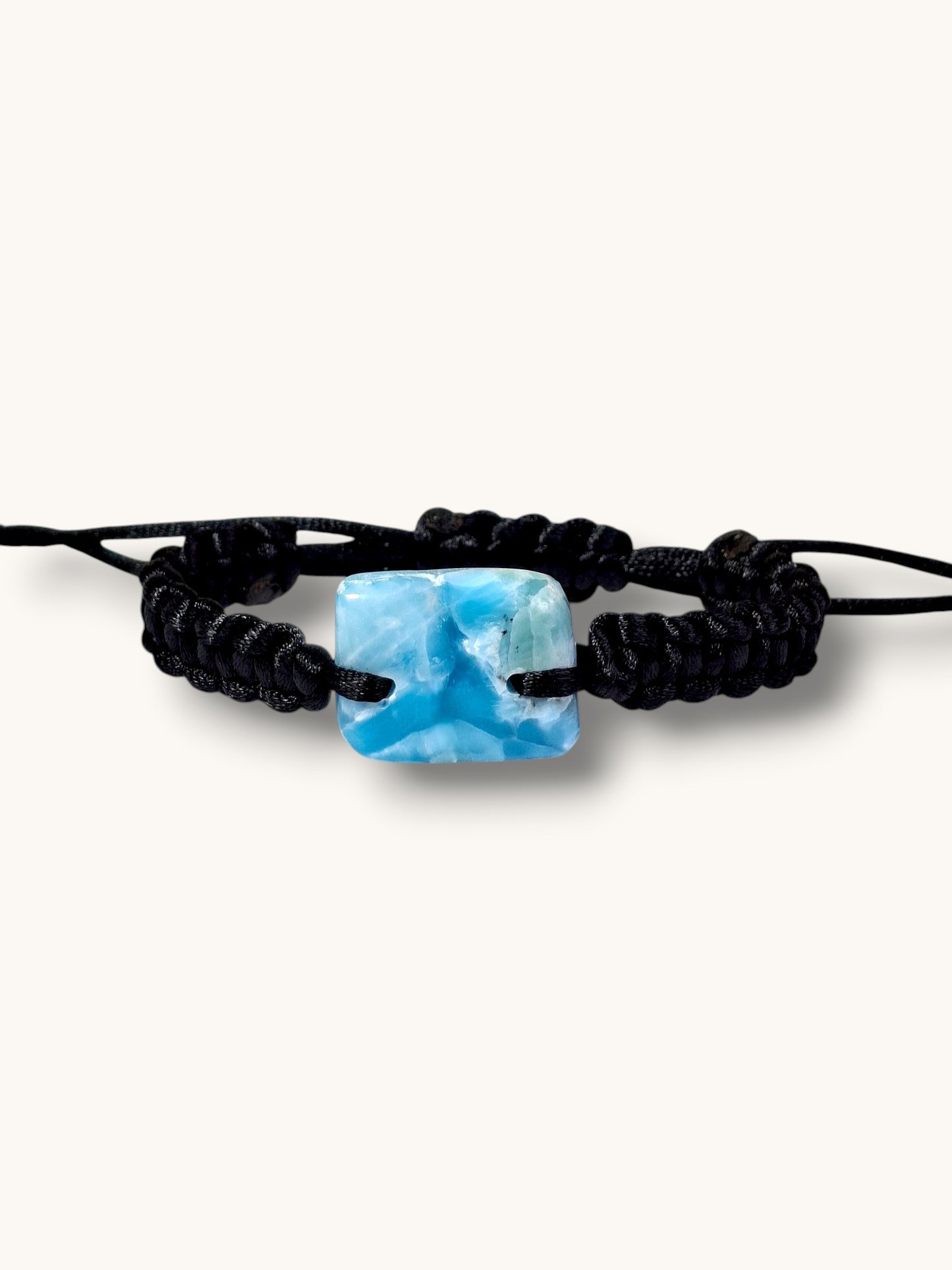 Nice Blue Larimar Stone Nylon Cord Handmade Bracelet Men / Women