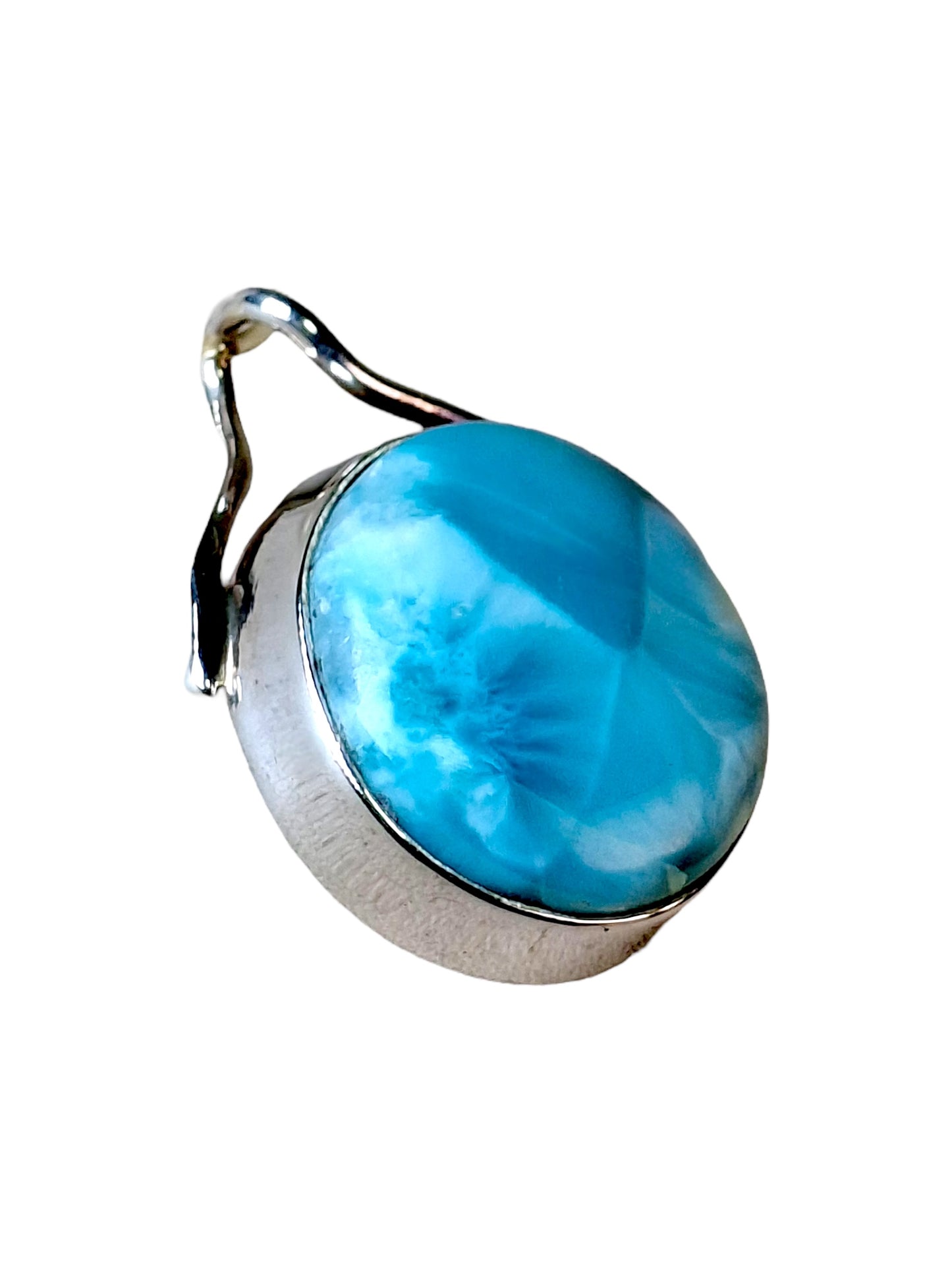 1.1 "in. Dominican Nice Blue Larimar Stone Pendant Handmade