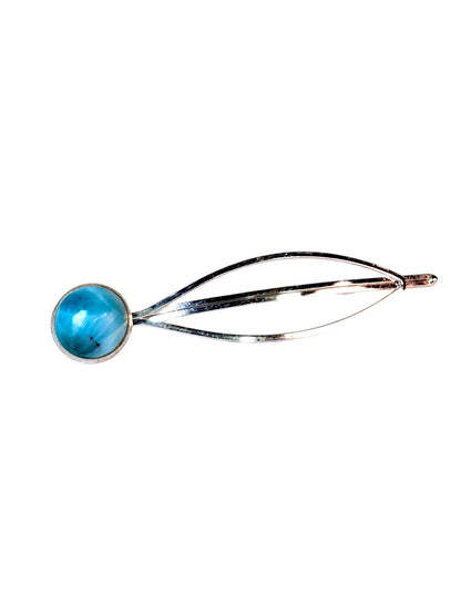 Stainless Steel Nice Blue Larimar Stone Handmade Hair Clip