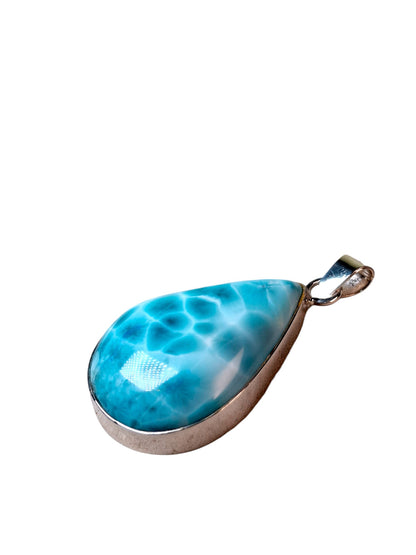 2.1 "in. Dominican Deep Blue Larimar Stone Pendant Handmade