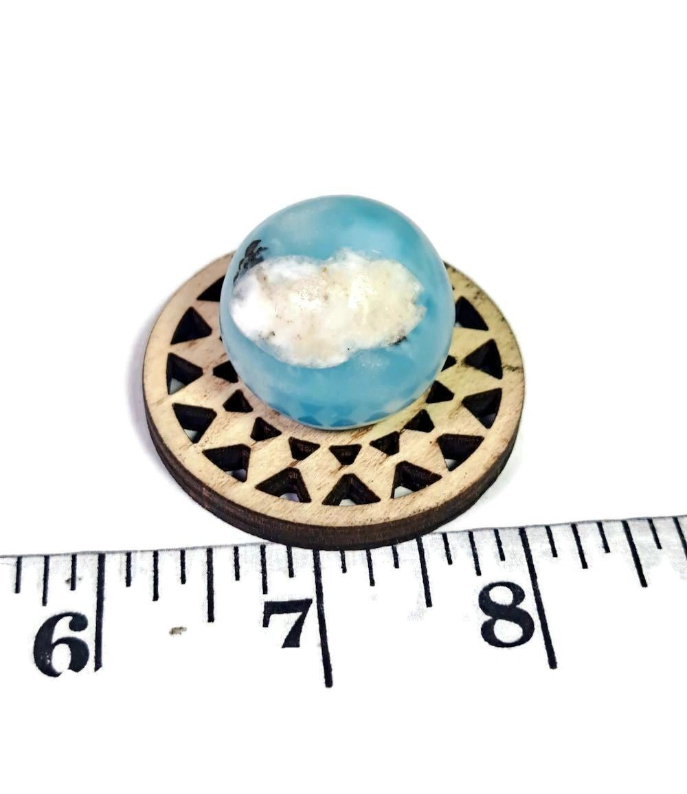 29 mm Round Natural Dominican Blue Larimar Stone Sphere Healing Energies