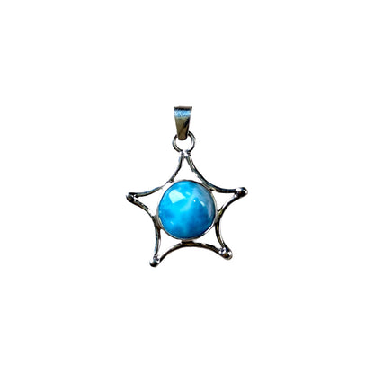 1.6 "in. Star Dominican Nice Deep Blue Larimar Stone Pendant Handmade