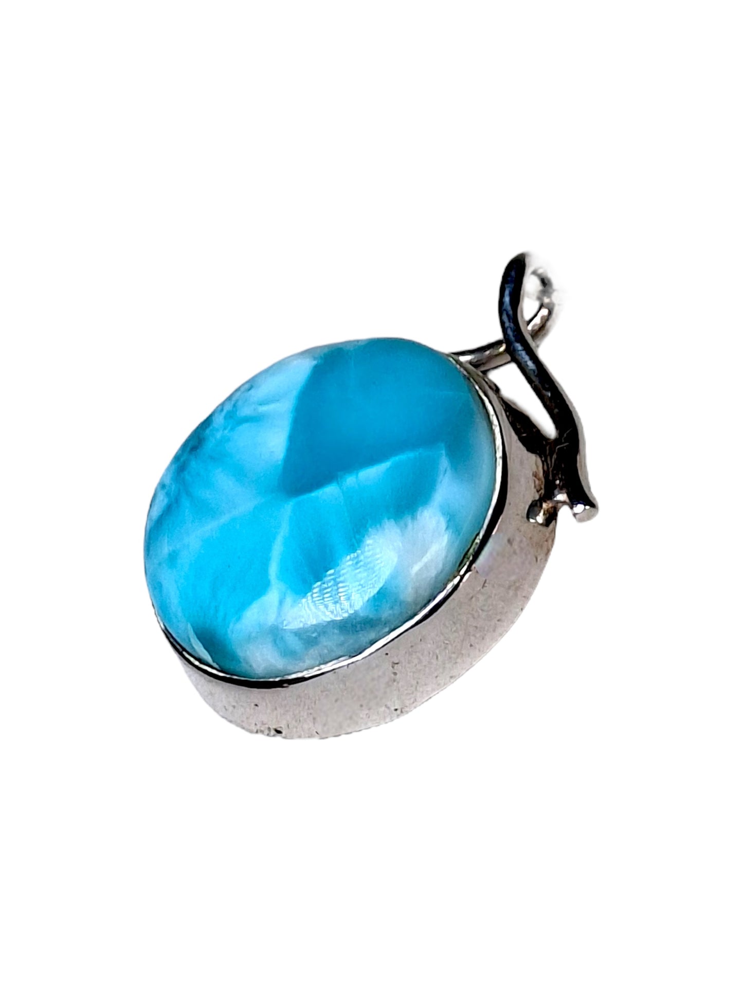 1.1 "in. Dominican Nice Blue Larimar Stone Pendant Handmade