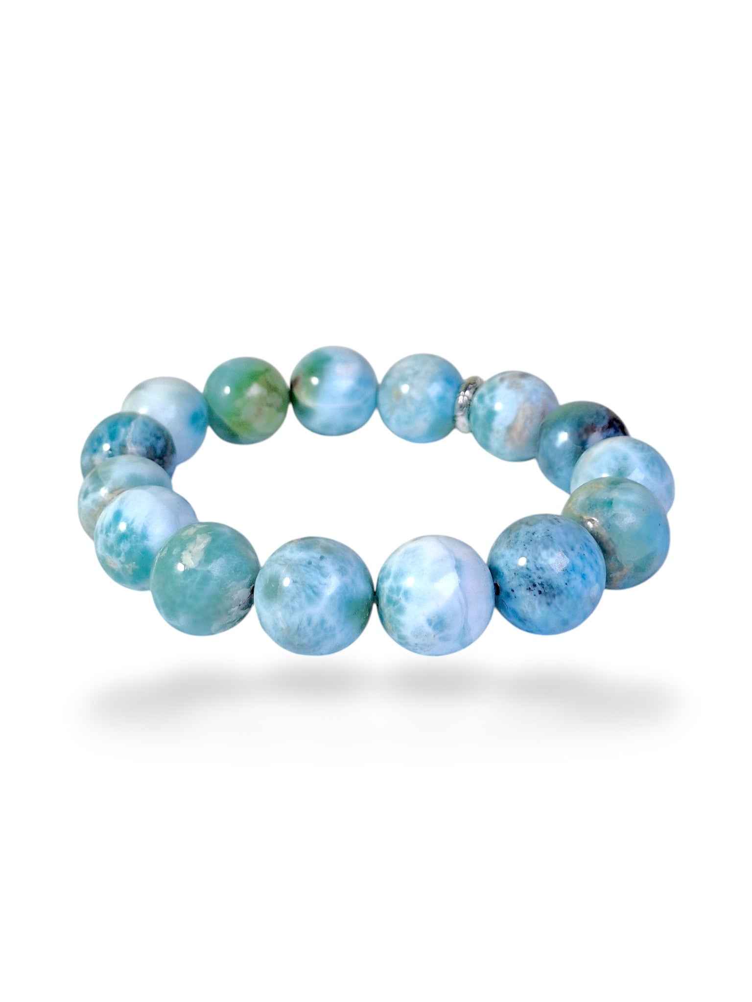 Natural Blue Larimar Stone Handmade Round Bracelet