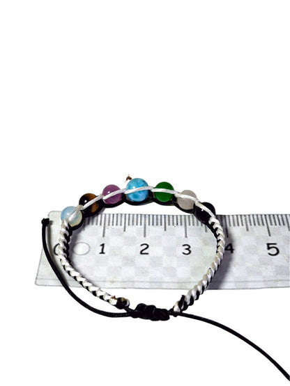 7 Chackras Blue Larimar Stones Nylon Cord Handmade Bracelet Men / Women
