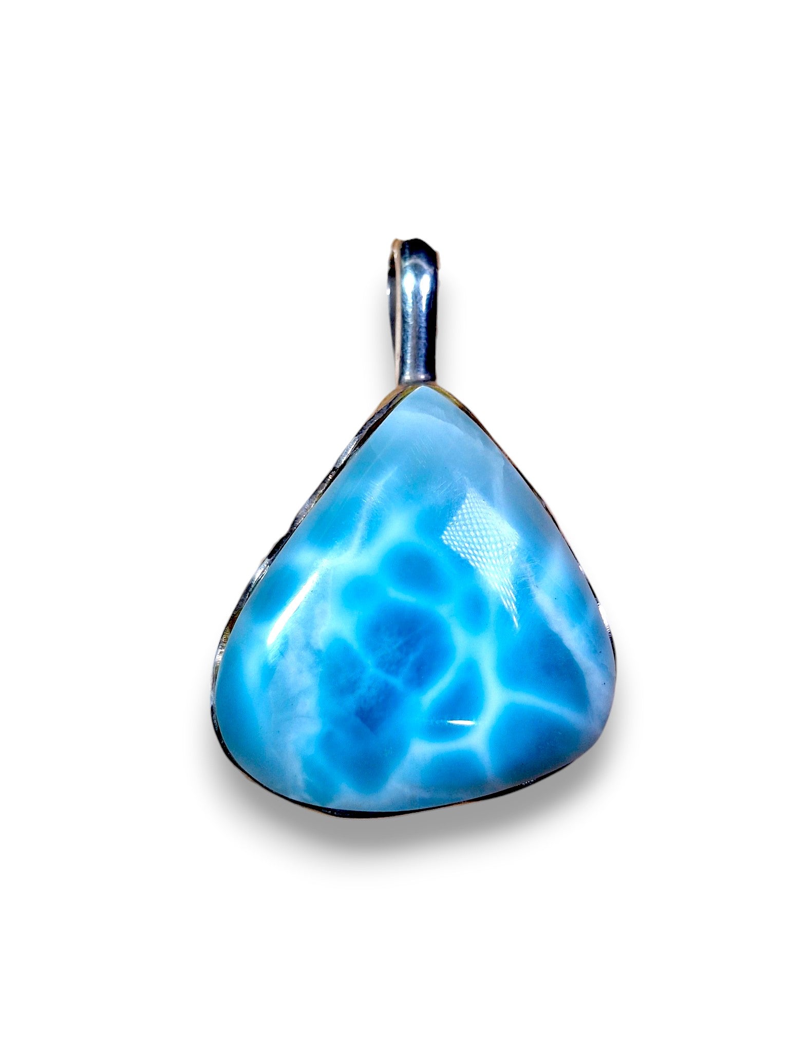 Pendentif en pierre de Larimar bleu profond dominicain fait main de 1,7 po