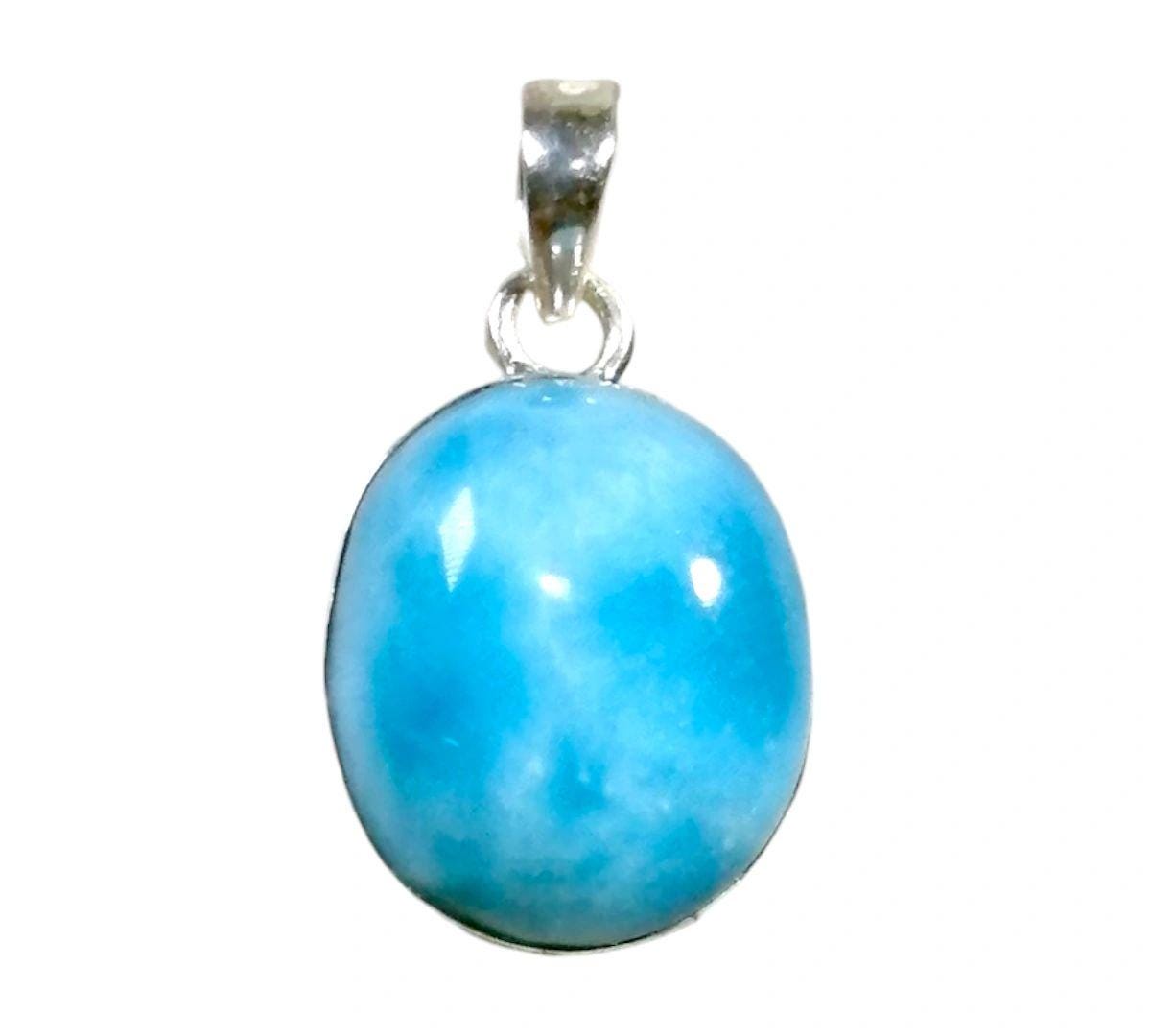 1 "in. Dominican Nice Sky Blue Larimar Stone Pendant Handmade