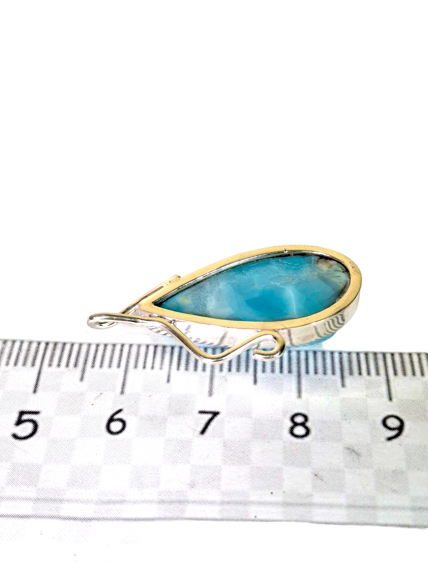 2.1 "in. Dominican Nice Deep Blue Larimar Stone Pendant Handmade