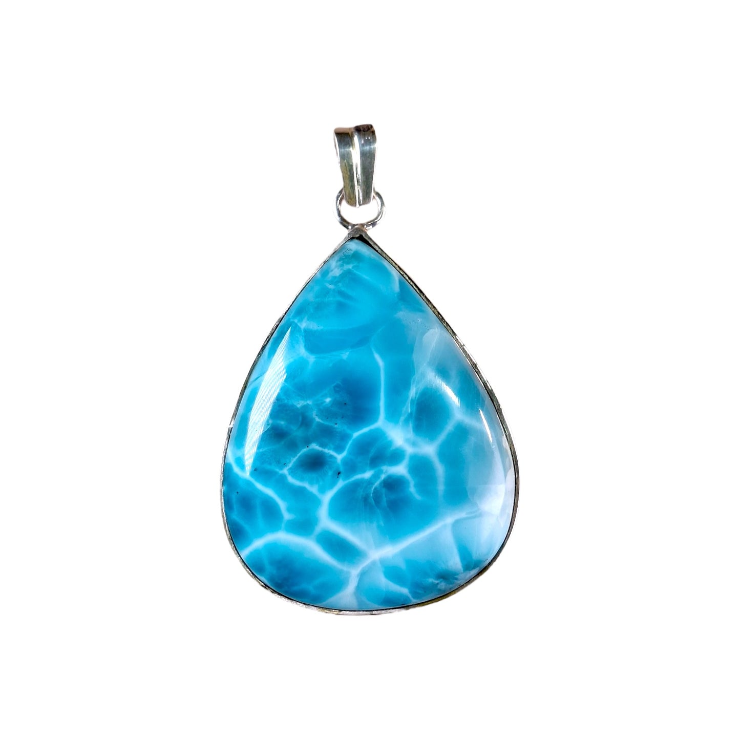 1.8 "in. Big Dominican Nice Deep Blue Larimar Stone Pendant Handmade
