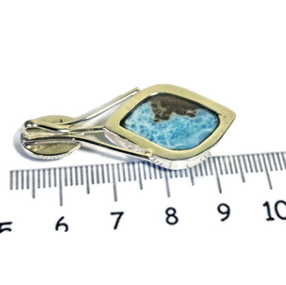 2.6 "in. Beautiful Nice Blue Larimar / Faceted Amethyst Stones Pendant Handmade