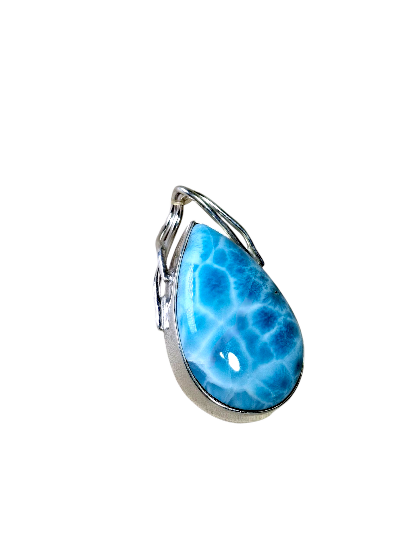 1.8 "in. Dominican Nice Deep Blue Larimar Stone Pendant Handmade
