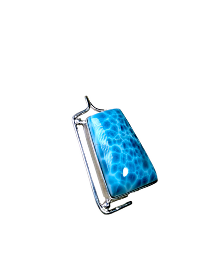 2 "in. Dominican Nice Deep Blue Larimar Stone Pendant Handmade