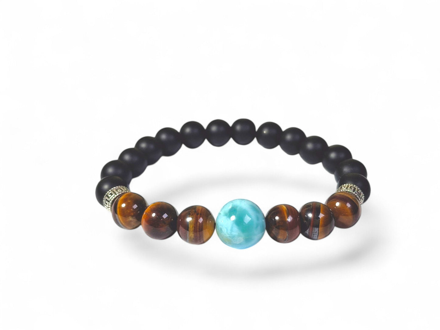Nice Deep Blue Larimar Stone Leather Handmade Bracelet Watch Men / Women