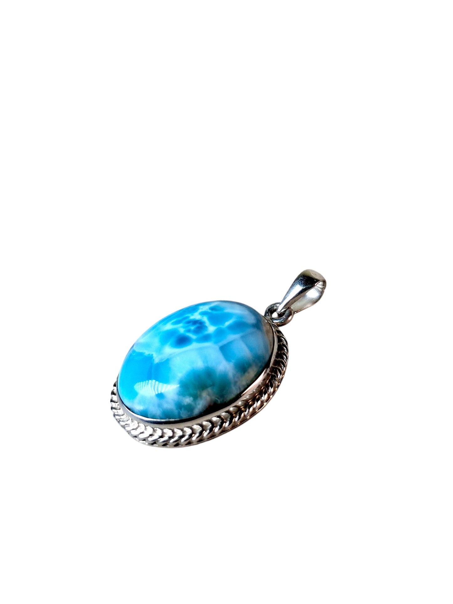 1.7 "in. Dominican Sky Blue Larimar Stone Pendant Handmade