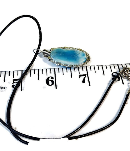 1.8 "in. Dominican Nice Deep Blue Larimar Stone Pendant Handmade