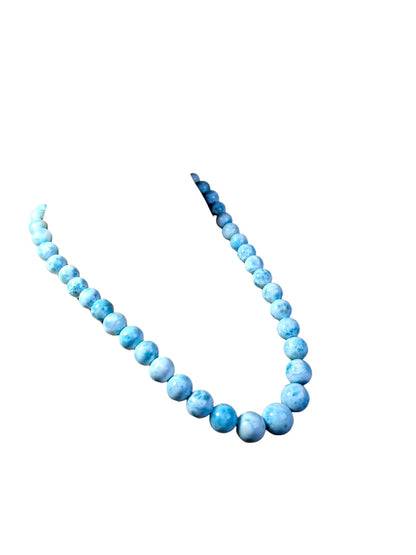 17.5 " Dominican Nice Blue Larimar Stone Necklace Handcrafted