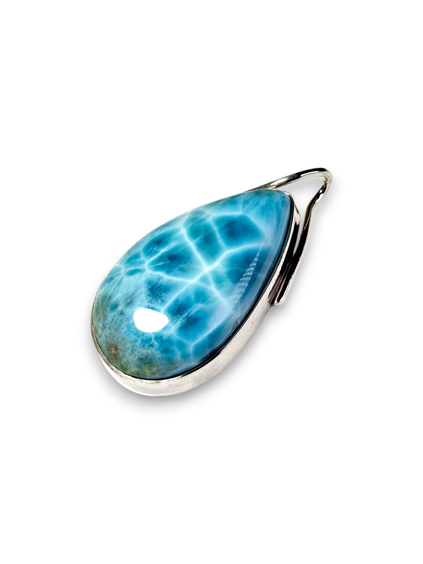 2.5 "in. Big Dominican Deep Blue Larimar Stone Pendant Handmade