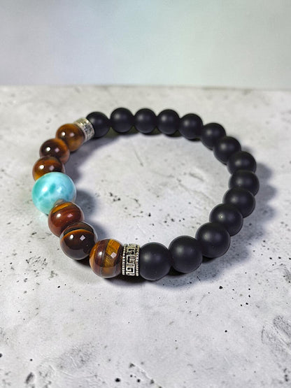 Nice Deep Blue Larimar Stone Leather Handmade Bracelet Watch Men / Women