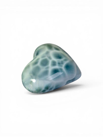 103 CT Heart Natural Dominican Nice Blue Larimar Stone Cabochon