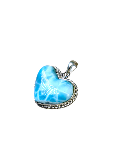 1.4 "in. Heart Dominican Nice Blue Larimar Stone Pendant Handmade
