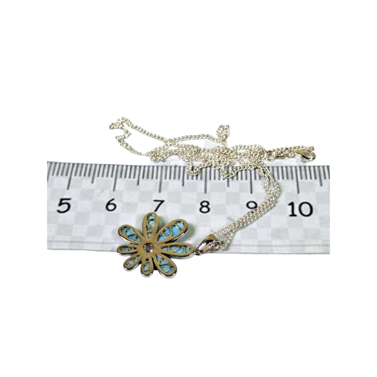 Dominican Nice Blue Larimar Stone Pendant Necklace Handcrafted