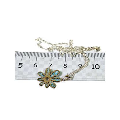 Dominican Nice Blue Larimar Stone Pendant Necklace Handcrafted