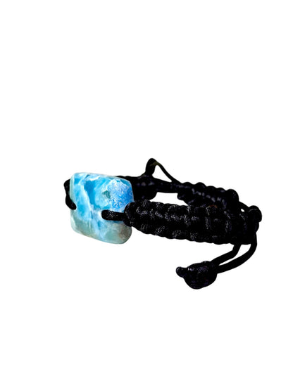 Nice Blue Larimar Stone Nylon Cord Handmade Bracelet Men / Women