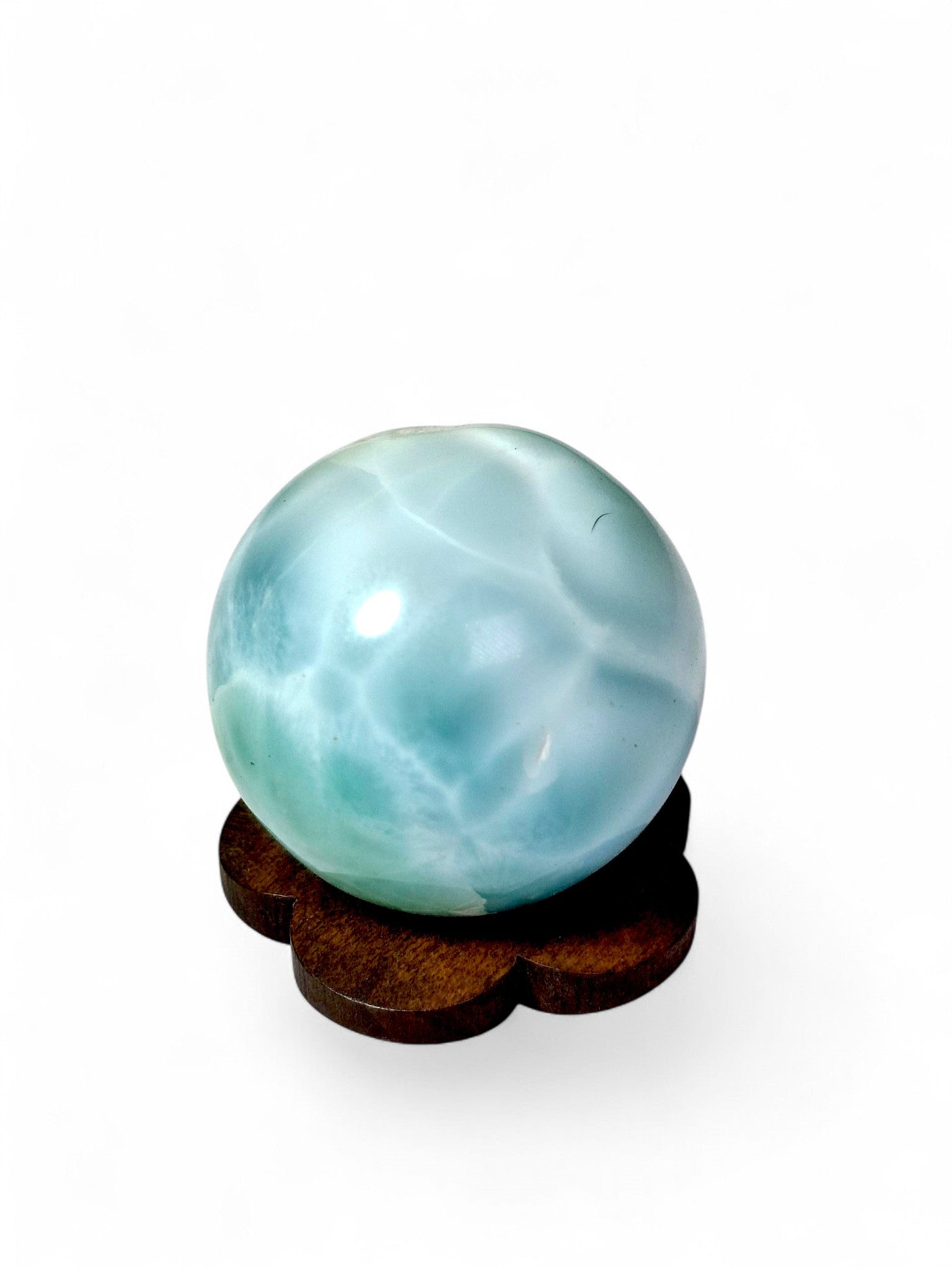 27 mm Round Natural Dominican Blue Larimar Stone Sphere Healing Energies