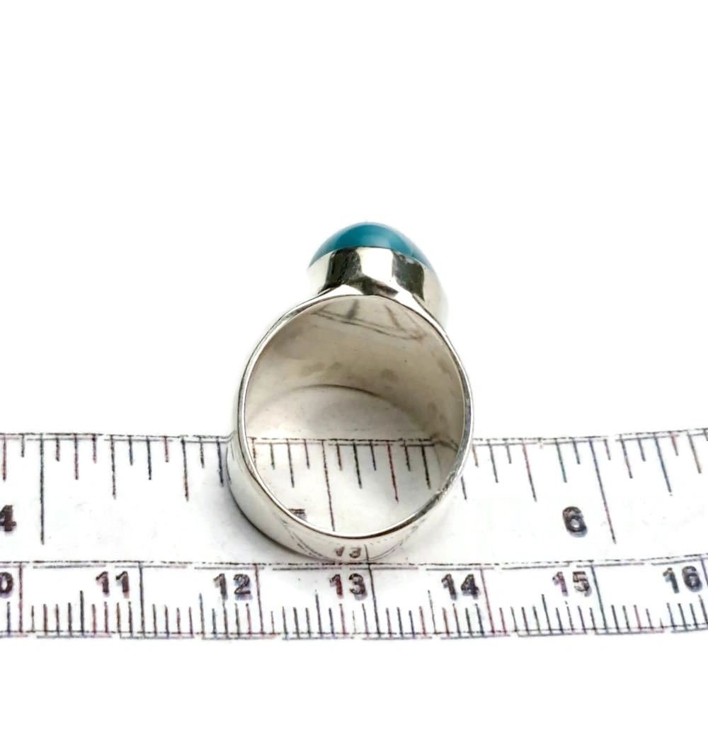 Solid Sterling Silver Dominican Nice Blue Larimar Stone Handmade Ring