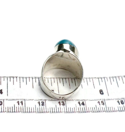 Solid Sterling Silver Dominican Nice Blue Larimar Stone Handmade Ring